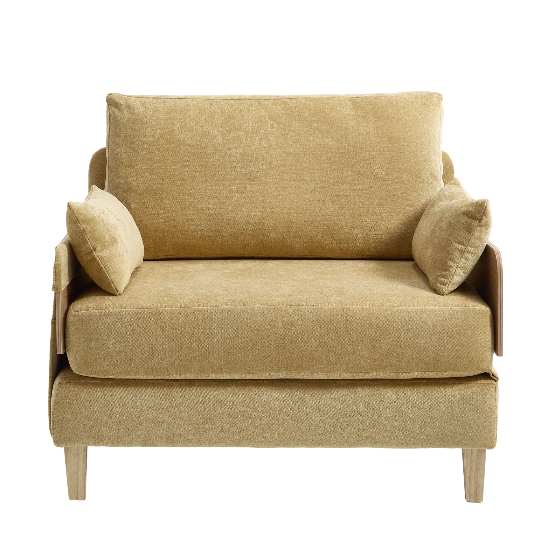 Mid Century Modern Foldable Sofa Bed Recliner, 3 - 1 Convertible Sleeper With 3 Pillows - Mustard Yellow - Image 23