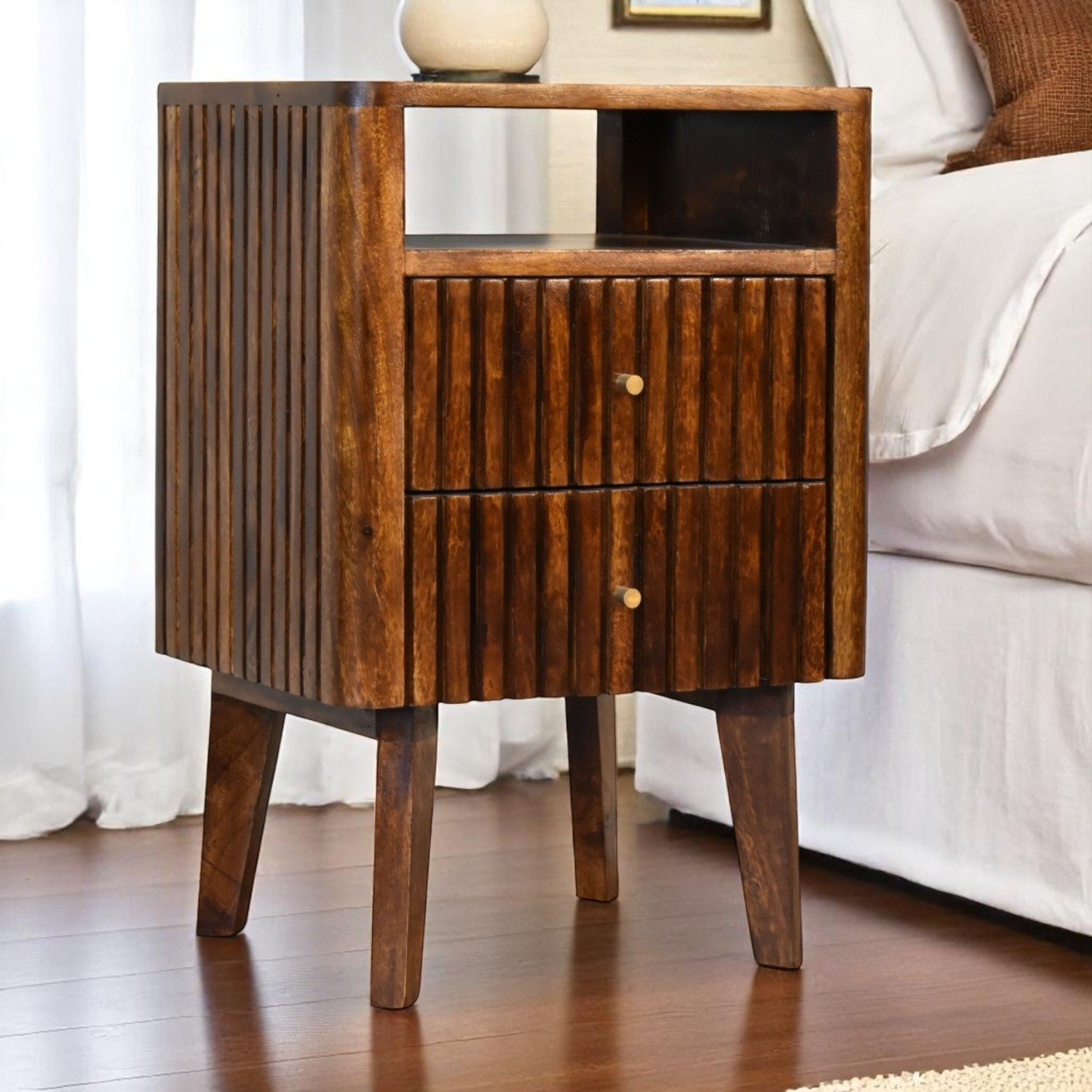 Reeve - Nightstand, 2 Drawers - Chestnut - Image 2