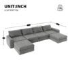 Chenille Modular Sectional Sofa, U Shaped Reversible Couch, Free Combination, 6 Seat Sleeper Sofa Bed With Ottoman, Convertible Oversized Indoor Furniture - Gray - Image 27