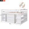 Full Loft Low Study Bed With Cabinet, Shelves And Rolling Portable Desk, Multiple Functions - White - Image 15