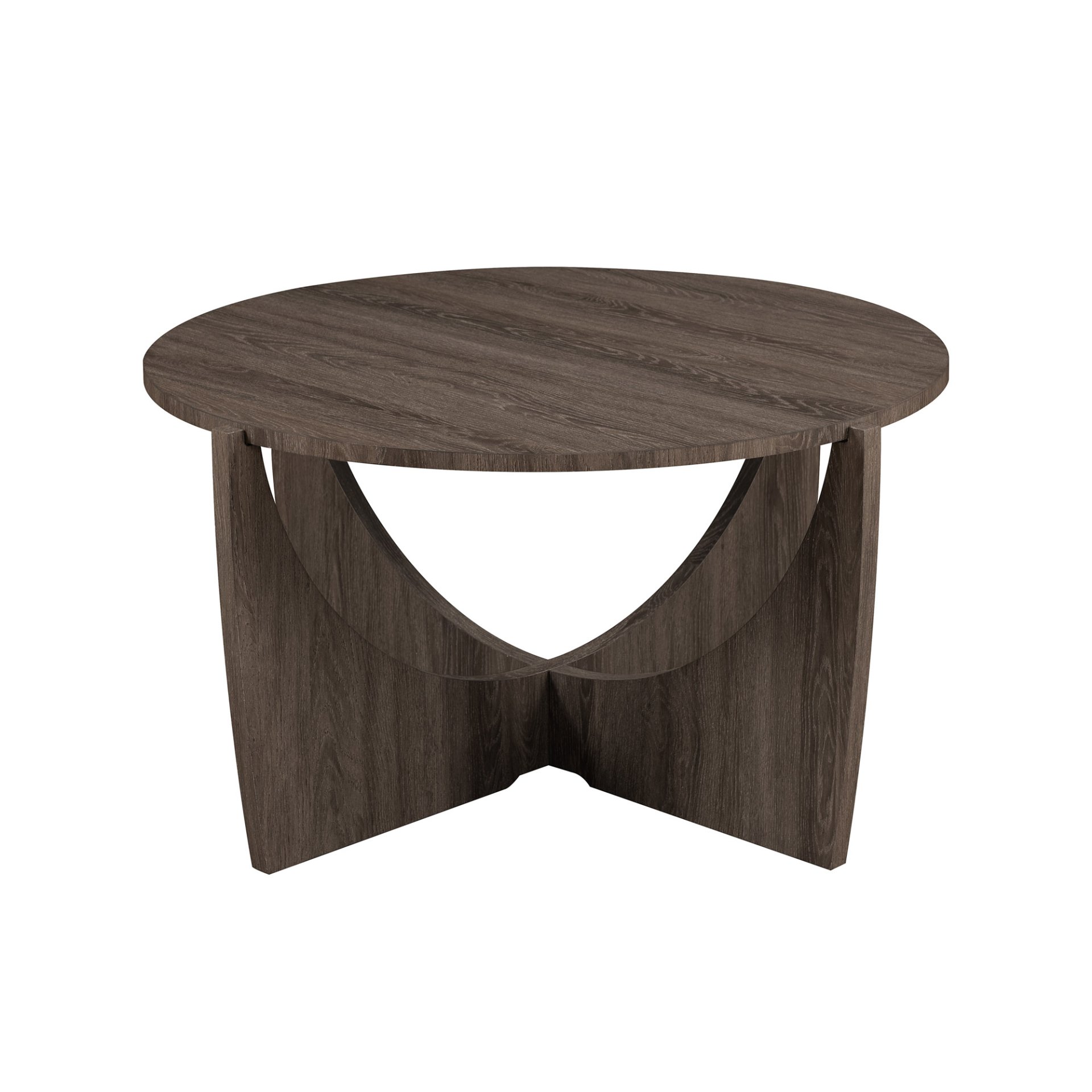 Contemporary Open Arch Base Round Coffee Table - Cerused Ash - Image 4