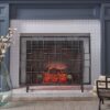 Dorothy - Modern Single Panel Iron Fire Screen With Geometric Pattern - Black / Sliver - Image 4