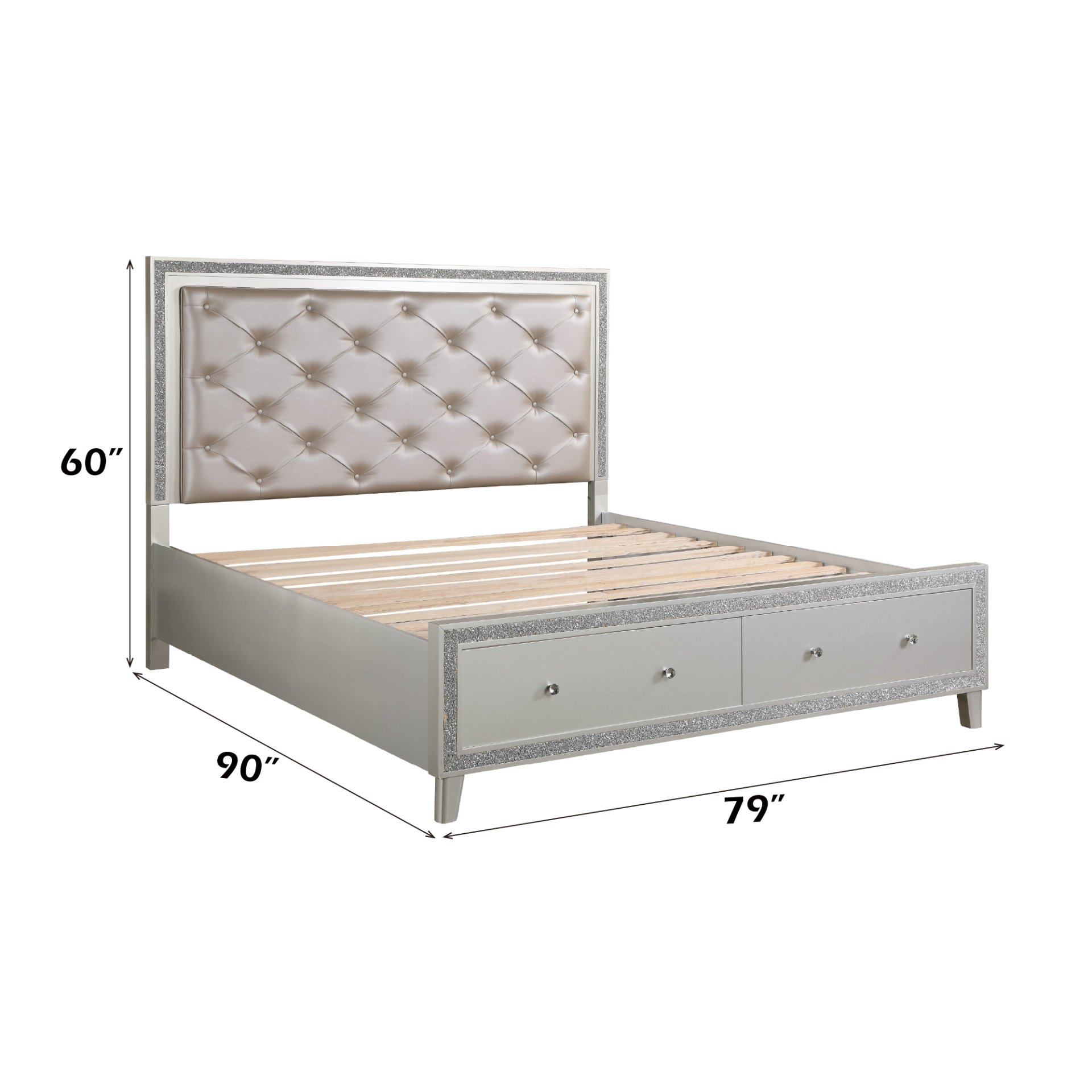 Sliverfluff - California King Bed With LED & Storages - Champagne - Image 5