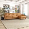 Allison - Right Facing Leather Sectional Sofa - Tan - Image 9