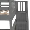 Full Over Full Stairway Bunk Bed With Storage And Guard Rail For Bedroom - Gray - Image 6