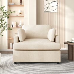Oversized Accent Chair Comfortable Armrest Cushions, Versatile Neutral Style, Elegant Design, Durable Frame - Beige