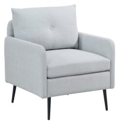 Contemporary Accent Chair With Metal Legs, Comfy Fabric Armchair, 300Lbs Capacity - Sage