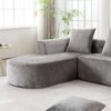 Modular Sectional Sofa With L Shape Chaise, Cloud Sectional Modern Sleeper Couch With Deep Seat, Sponge Compression Sofas - Gray - Image 7
