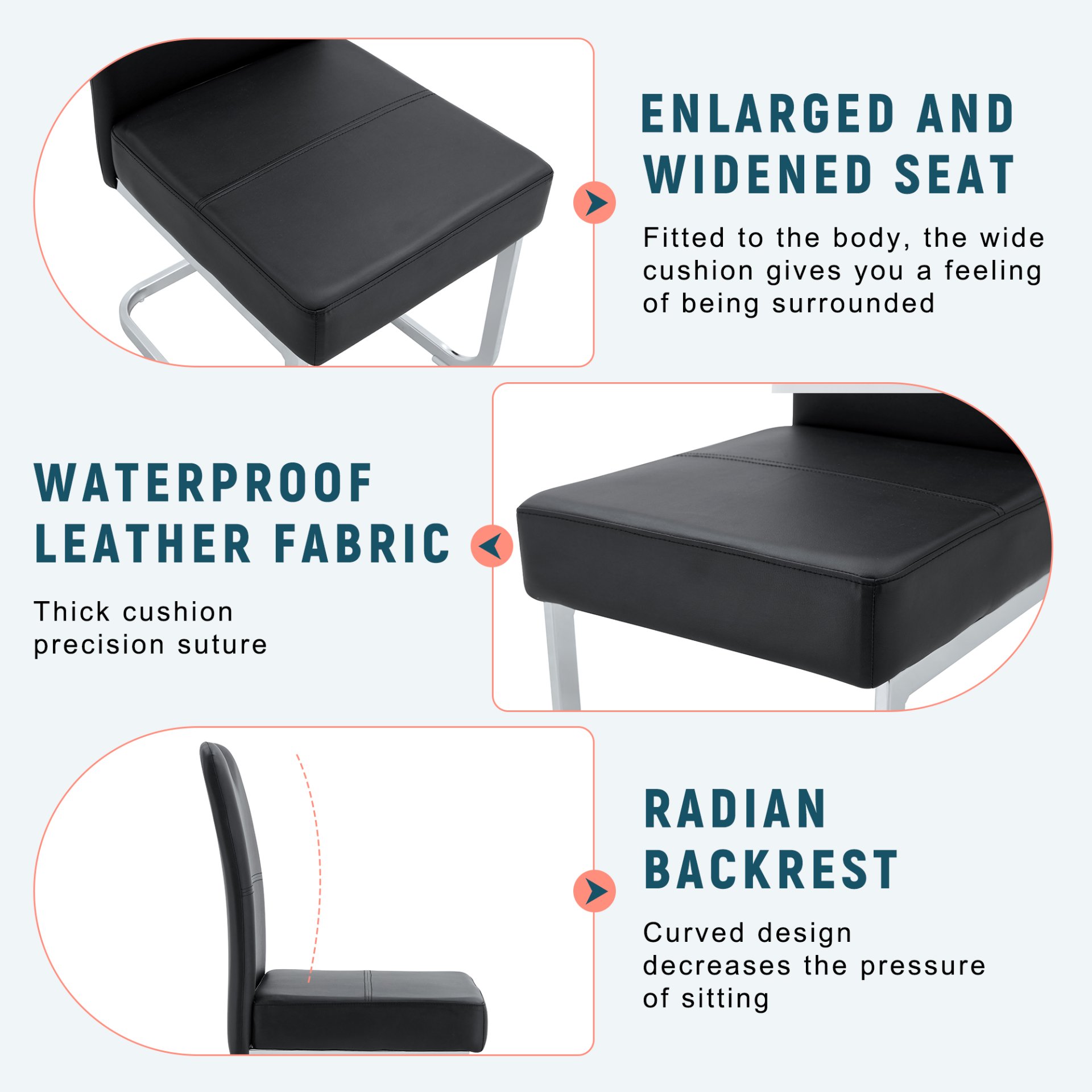 (Set of 4) Thickened Dining Chairs With Built In Spring Packages And Ergonomic Design Perfectly Blending Comfort And Elegance - Black - Image 11