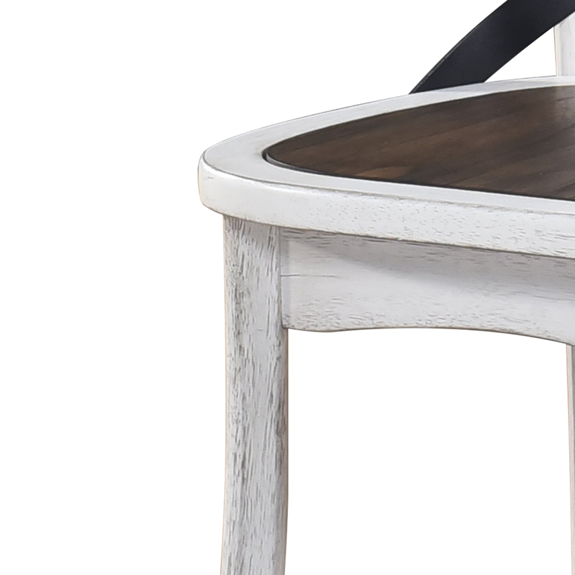 2 Pieces Set Dining Side Chair Rustic Modern Farmhouse Design Retro Design With Metal X Design - Antique Dark Oak / Antique White - Image 11