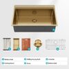 33" Drop In Kitchen Sink With Workstation Ledges 16 Gauge T304 Single Bowl Sink - Gold - Image 11