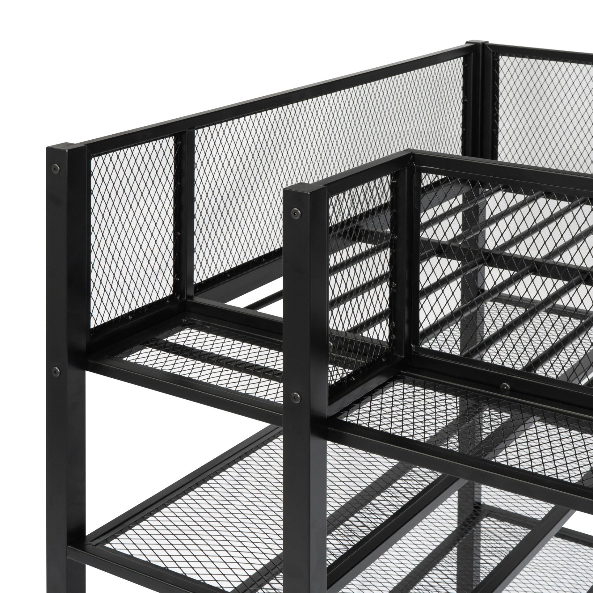 Twin Size Loft Bed With 4 Tier Shelves And Storage - Black - Image 9