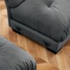 Modern Over Size Velvet 2 Seater Sofa With Ottoman And Round Bolster Armrests - Gray - Image 7