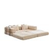 Convertible Floor Sofa Bed With Fixed Shape Frame, Loveseats Boneless Modular Sectional, For Living Room - Beige - Image 19