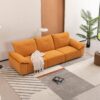 Contemporary Fabric Sofa With Removable Pillowcase And Backrest, Living Room Or Bedroom Use - Orange - Image 2
