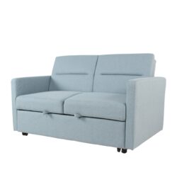 Loveseat Sleeper Pull Out Couch 3 In 1 Sofa Bed Adjustable Backrest - Light Blue