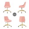 Modern Teddy Fleece Fabric Living Room Furniture Dining Chair With Gold Legs, Soft And Comfortable, Adjustable, Space Saving - Pink - Image 9