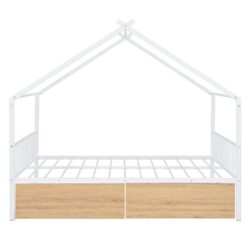 Full Size Classic House Bed With 2 Drawers - White