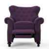 Accented Push Back Recliner Chair With Rolled Arms, Cocooning Comfort - Plum - Image 5