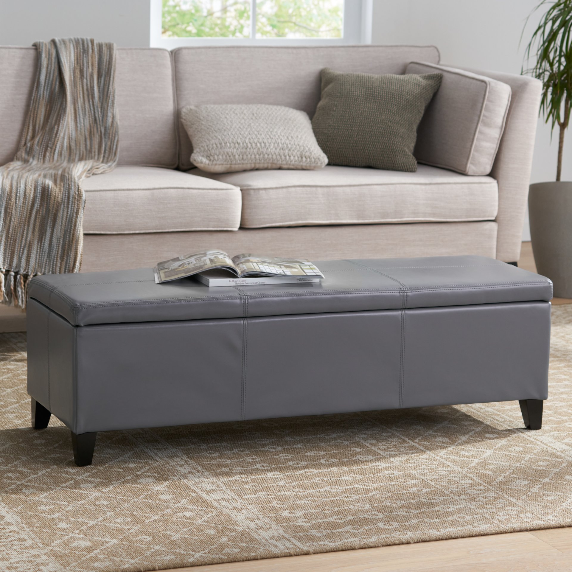 Glouster - Contemporary Storage Ottoman With Versatile Functionality - Gray - Image 2