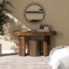Jesse - Single Drawer Oval Computer Desk - Dark Brown Burl - Image 8
