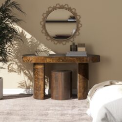 Jesse - Single Drawer Oval Computer Desk - Dark Brown Burl