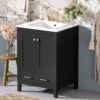 24" Bathroom Vanity With Integrated Undermount Sink, 2 Doors And 1 Drawer, Soft Close Hinges - Black - Image 5