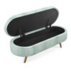 Ottoman Oval Storage Bench With Rubber Wood Legs Fabric - Cyan - Image 11