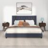 Donald - Mid-Century Modern Velvet Platform Bed King - Gray - Image 13