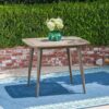Modern Outdoor Square Acacia Wood Table With Straight Legs - Gray - Image 4