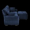 Modern Fabric 2 Seater Sofa With Ottoman Minimalist Design - Blue - Image 16