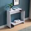 Contemporary Console Table With Two Open Shelves - White / Gray - Image 2