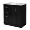 Bathroom Vanity With Ceramic Sink Combo, Frame Bathroom Storage Cabinet, Freestanding Vanity Set With 3 Drawers & Soft Closing Doors - Black - Image 12