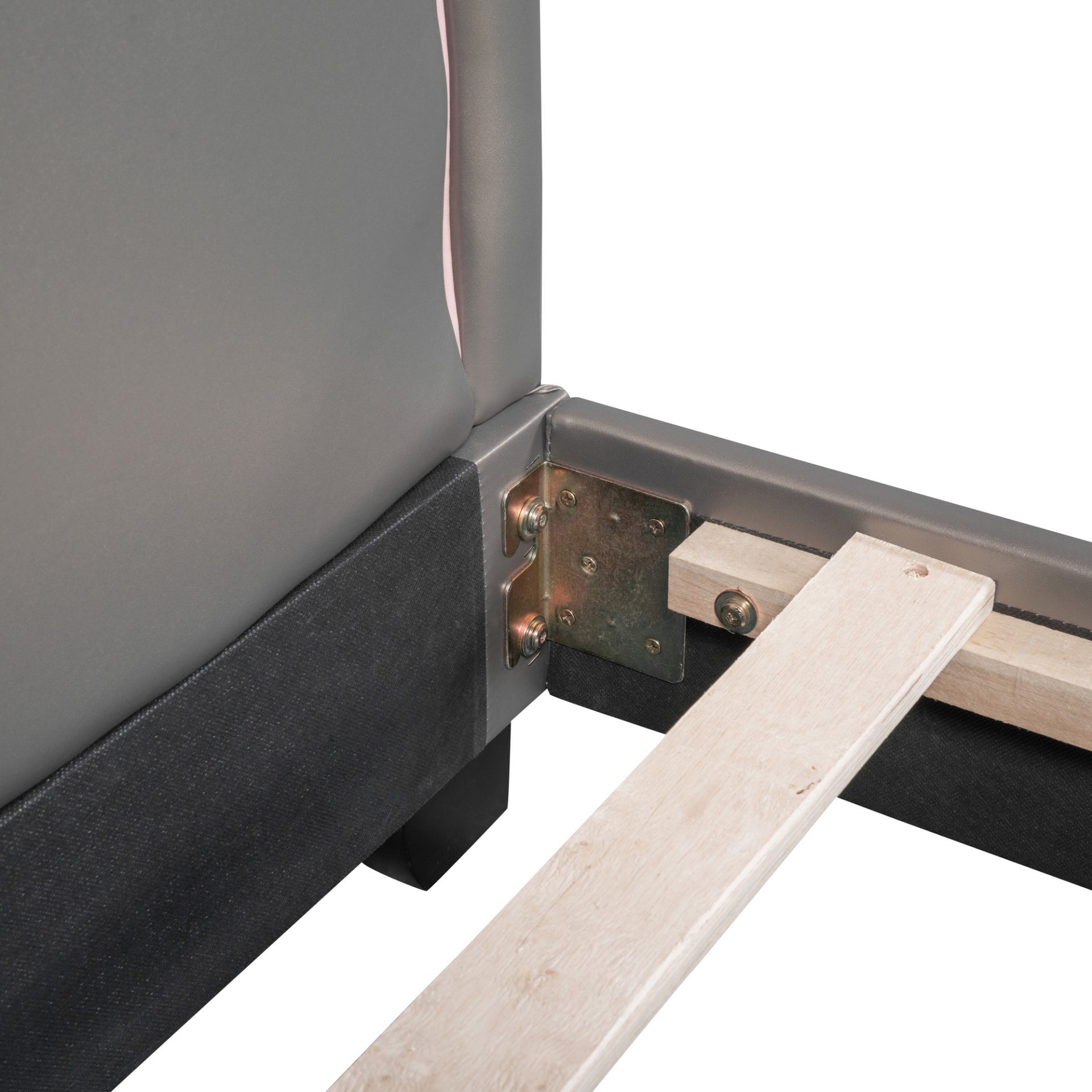 Full Size Upholstered Leather Platform Bed With Rabbit Ornament - Gray - Image 7