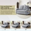 Modern Loveseat Pull Out Sofa Bed With Adjustable Backrest, Two Cup Holders, A Phone Holder, Three Charging Ports And Side Storage Pockets For Living Room - Gray - Image 5