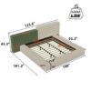 King Modern Upholstered Platform Bed With Storage Space, Sturdy And Stable Solid Wood Frame, Polyester Fabric, Easy To Assemble - Beige - Image 3