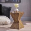 Flamboyant Outdoor Side Table With Twisted Hourglass Shape - Natural - Image 5