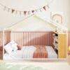 Full Size Bed House Frame With Shelves And Lights - White - Image 13