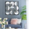 Eclectic Styling Metal Beaded Wall Mirror With Contemporary Design For Bedroom, Liveroom & Entryway - Golden Black - Image 4