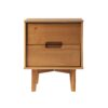 Mid-Century Modern 2 Drawer Solid Wood Nighstand With Cutout Handles - Caramel - Image 2