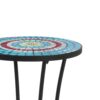 Vibrant Patio Side Table With Shelf, Floral Design Ceramic Tile - Blue / Black - Image 12