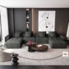 Modern Oversized Modular Sectional Sofa, Sparkling Chenille Fabric Soft Cushion Sofa With 8 Pillows, 8 Pieces Diy Combination Tufted Sofa, No Assembly Required - Black - Image 14