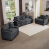 Warm And Cozy Home Theater Style Sofa Set With Soft Cushions - Gray - Image 4