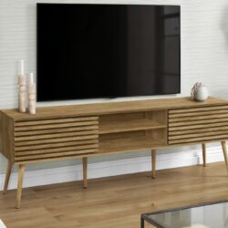 TV Stand, 72 Inch, Media Entertainment Center, Storage Cabinet, Console, Storage Shelves, Contemporary & Modern - Walnut