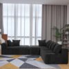 Modular U-Shaped Sectional Sofa, 4 Seater Chaise Lounge With Reversible Design Striped - Black - Image 7