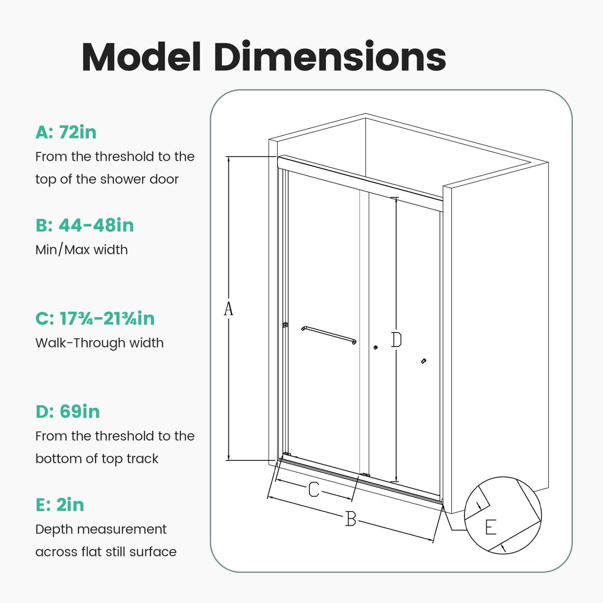 Semi Frameless Double Sliding Shower Door - Black - Image 3