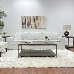 Corbeta - 3 Piece Metal Frame Wood Living Room Coffee Table And 2 Chairside Tables Set, Aged Graphite - Brown
