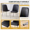 Modern Dining Chairs (Set of 4) With Backrest And Silver Metal Legs For Home And Office - Black - Image 7