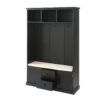 Hall Tree With 3 Hooks, Coat Hanger, Entryway Bench, Storage Bench, 3 In 1 Design, For Entrance, Hallway - Black - Image 7