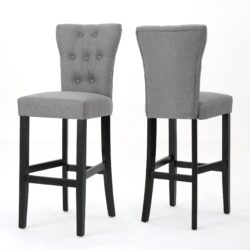 Modern Barstool Set With Plush Cushioning And Handmade Detailing - Gray
